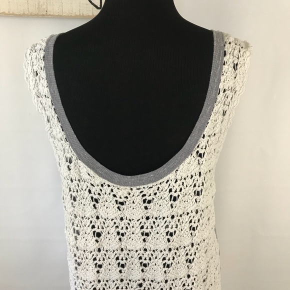 Free People gray tank with crochet back - Picture 6 of 6